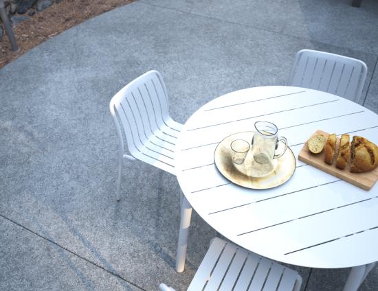 Roku Round Dining Table 120cm - Outdoor - White