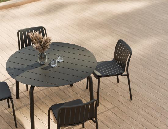 Roku Round Dining Table 120cm - Outdoor - Charcoal