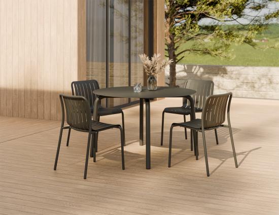 Roku Round Dining Table 120cm - Outdoor - Charcoal