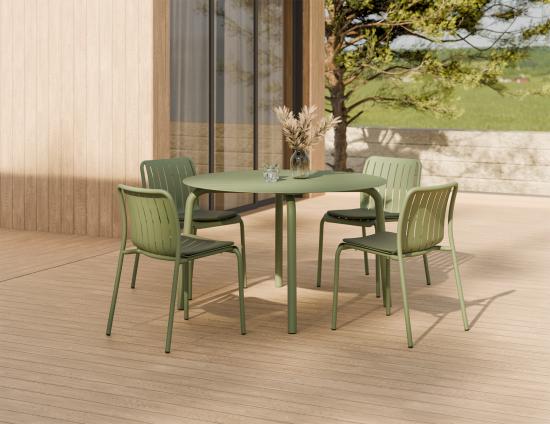 Roku Round Dining Table 120cm - Outdoor - Eucalyptus Green
