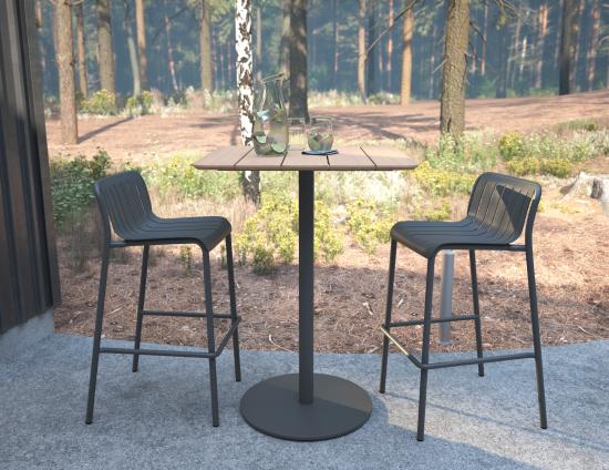Roku High Bar Teak Table - Outdoor - Charcoal