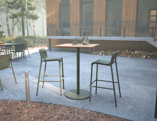 Roku High Bar Teak Table - Outdoor - Eucalyptus Green