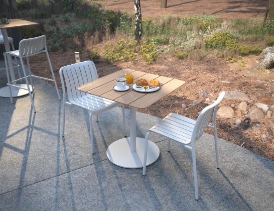 Roku Cafe Teak Table - Outdoor - White