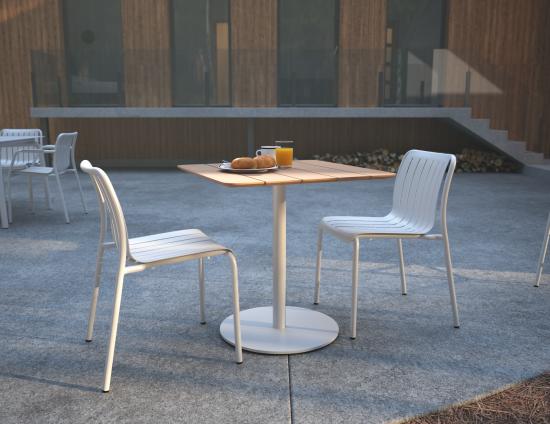 Roku Cafe Teak Table - Outdoor - White