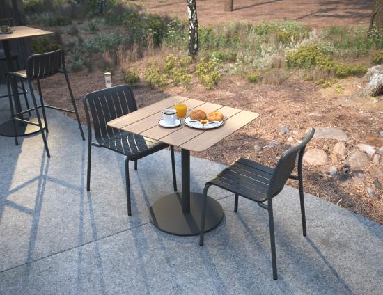 Roku Cafe Teak Table - Outdoor - Charcoal