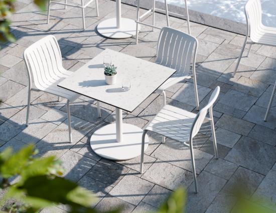 Roku Solara Compact Laminate Cafe Table - Outdoor - White