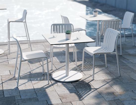 Roku Solara Compact Laminate Cafe Table - Outdoor - White