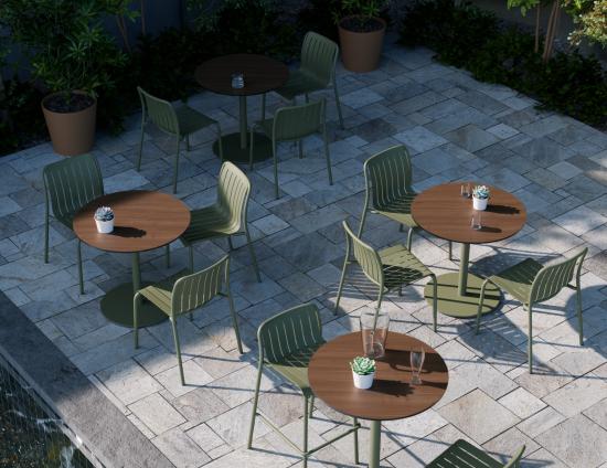 Roku Solara Compact Laminate Cafe Table - Outdoor - Eucalyptus Green
