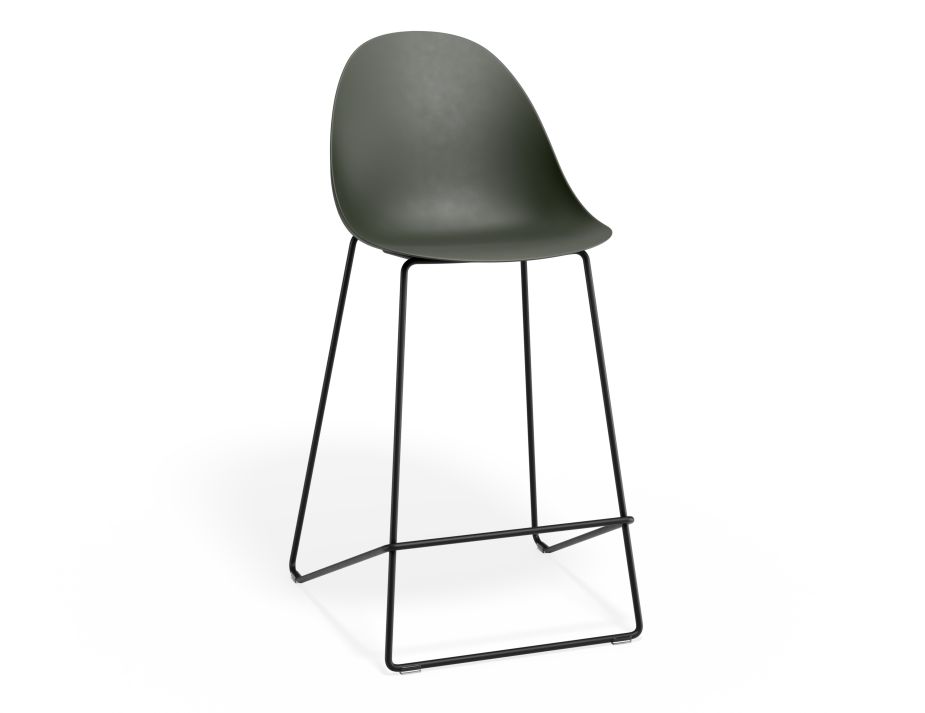 P 1 Pebble Kitchenstool Oliveseat Blackframe