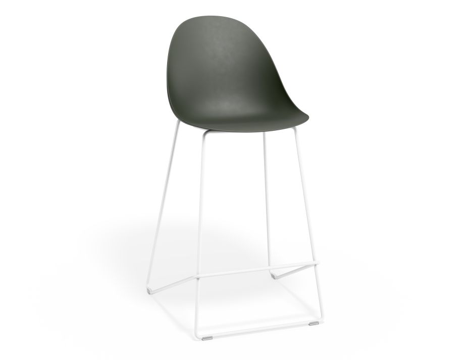 P 1 Pebble Kitchenstool Oliveseat Whiteframe