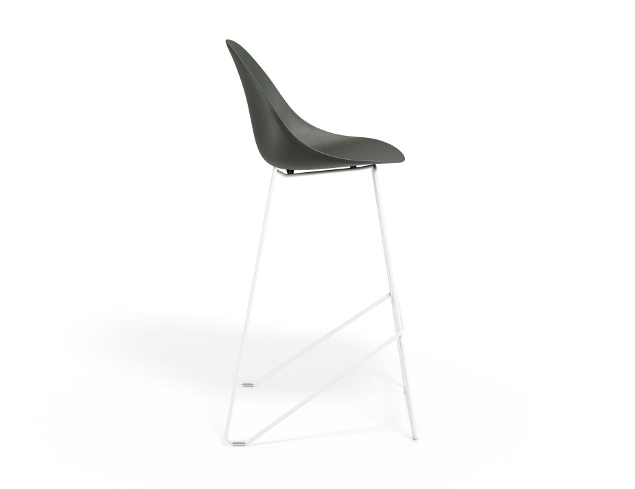P 3 Pebble Barstool Oliveseat Whiteframe