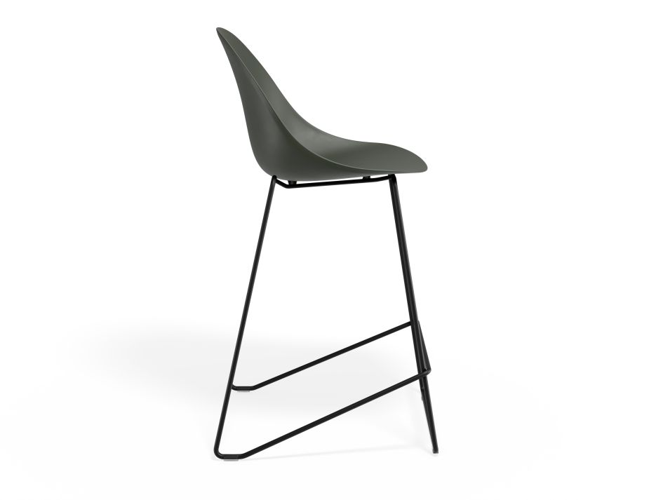 P 3 Pebble Kitchenstool Oliveseat Blackframe