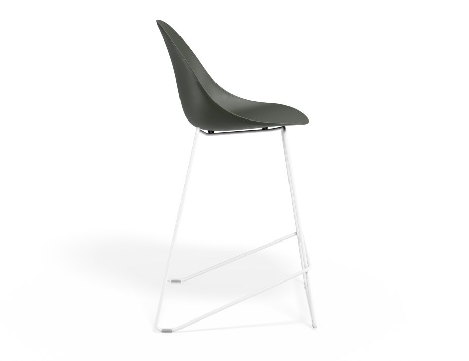 P 3 Pebble Kitchenstool Oliveseat Whiteframe