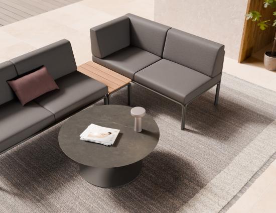 Loma Coffee Table Charcoal 90cm - Outdoor - Basalt Ceramic Top