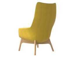 Flow Lounge High Back Wood Base Yellow Back Angle