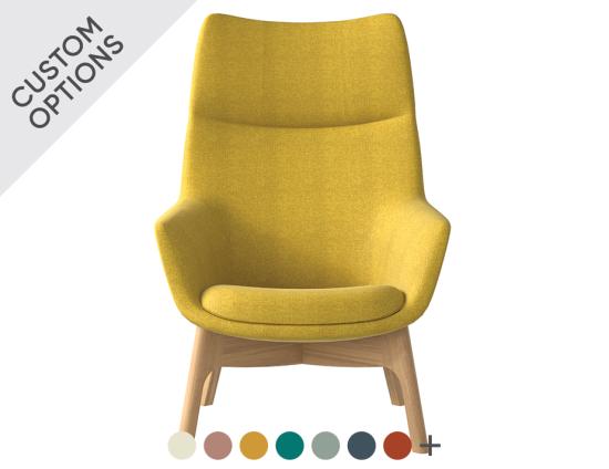 Flow Lounge Chair - High Back with Wood Base