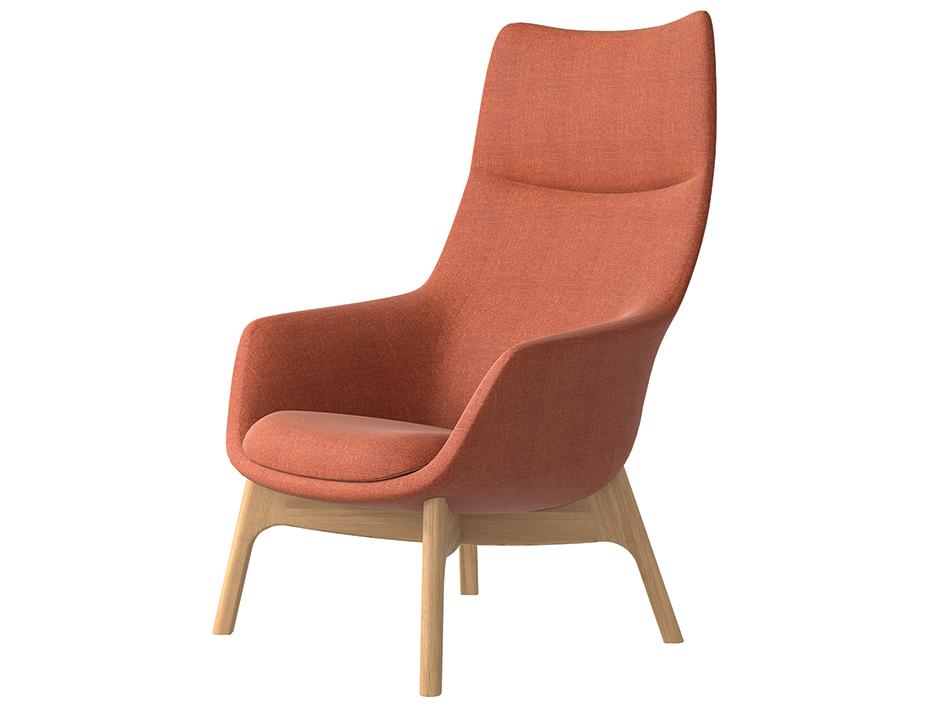 Flow Lounge High Back Wood Base Red