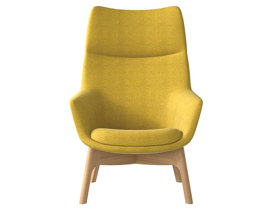 Flow Lounge High Back Wood Base Yellow Front