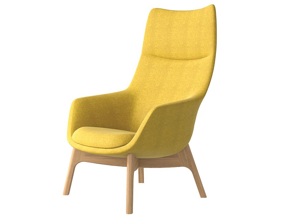 Flow Lounge High Back Wood Base Yellow Main
