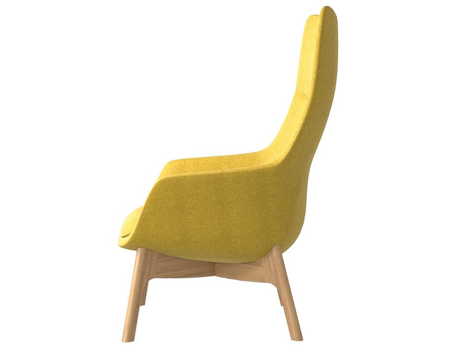 Flow Lounge High Back Wood Base Yellow Side2