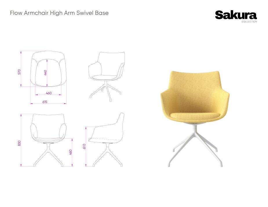 Sakura Collection Flow Armchair High Arm Swivel Base Website
