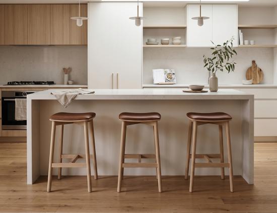 Andi Backless Bar Stool - Natural - Custom Upholstered