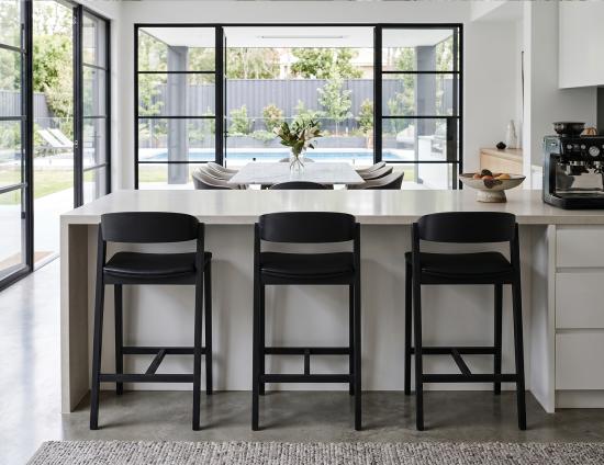 Grayson Bar Stool - Black - Custom Upholstered