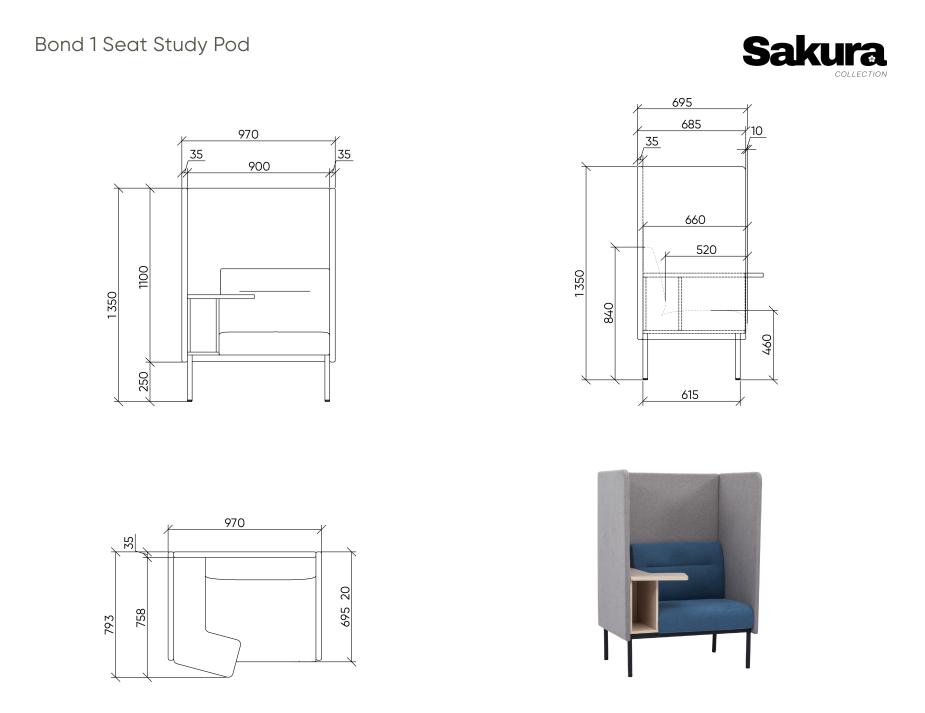 Sakura Bond 1 Seat Study Pod