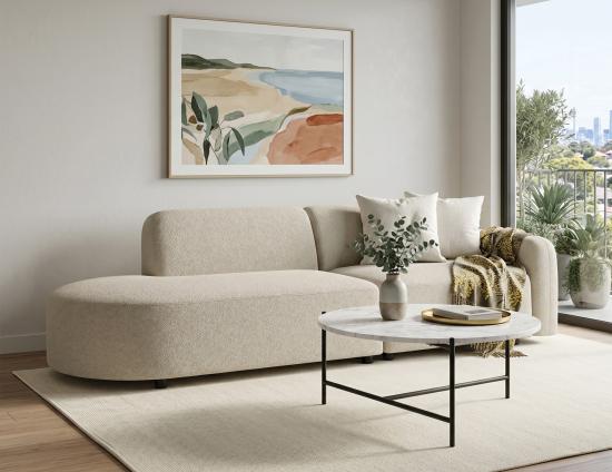 Atticus Modular Sofa - Config F or G Curved Open End - Ivory Cream