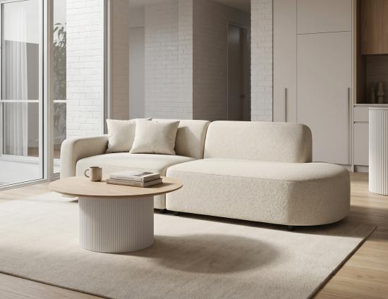 Atticus Modular Sofa - Config F or G Curved Open End - Ivory Cream