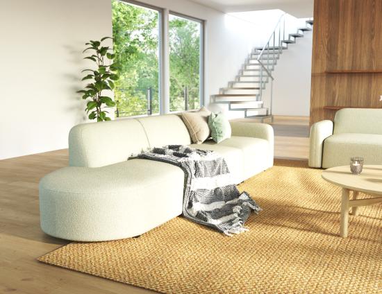 Atticus Modular Sofa - Config H or I Curved Open End - Ivory Cream