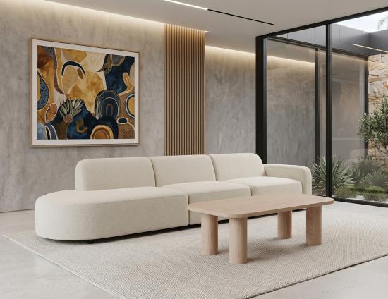 Atticus Modular Sofa - Config H or I Curved Open End - Ivory Cream