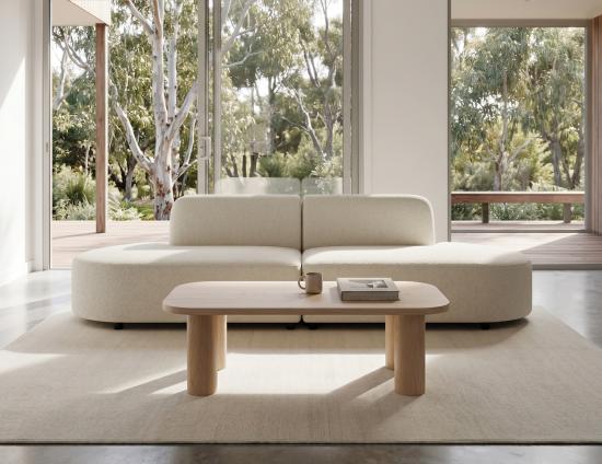 Atticus Modular Sofa - Config L Curved Open Ends - Ivory Cream