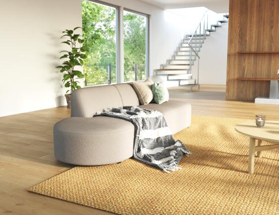 Atticus Modular Sofa - Config L Curved Open Ends - Oyster Grey