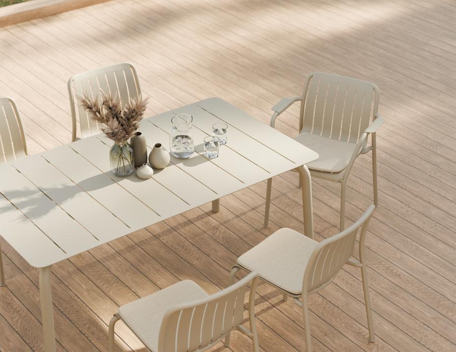 L 2 Roku Diningtable 160 Chair Pad Latte Husk Residential