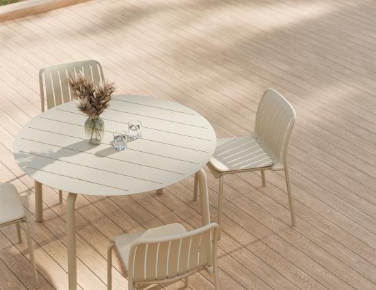 Roku Round Dining Table 120cm - Outdoor - Latte