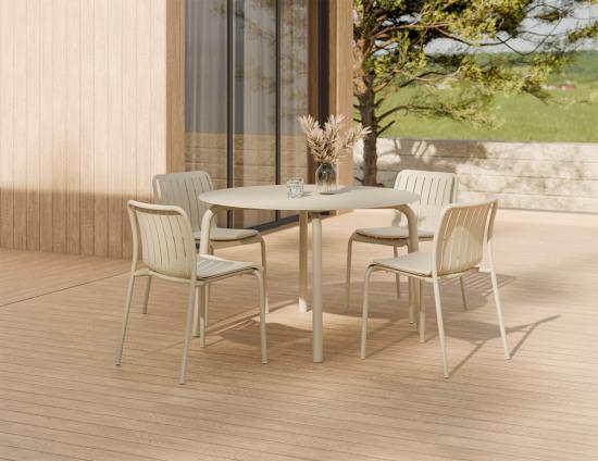 Roku Round Dining Table 120cm - Outdoor - Latte