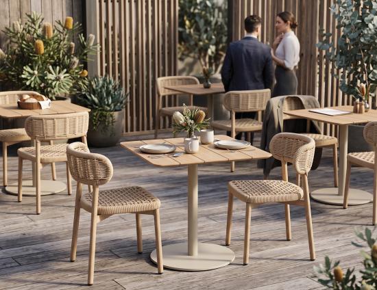 Roku Cafe Teak Table - Outdoor - Latte