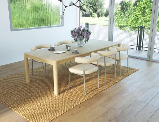 Marlowe Dining Chair - Grey Legs - Fawn Beige Fabric 