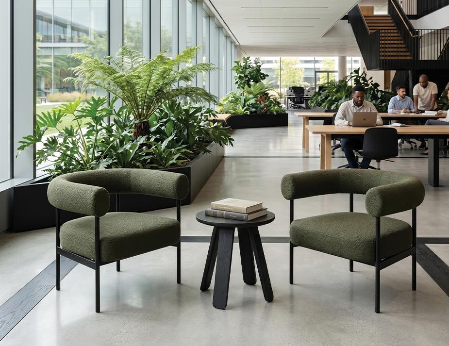 Marlowe Lounge Green Black Frame Lifestyle