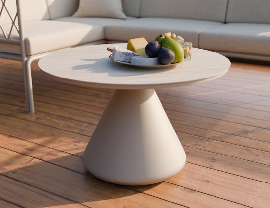 Kora Coffee Table 71cm Dia - Outdoor - Latte - Dune Ceramic Top