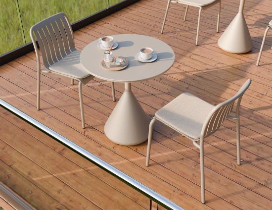 Kora Cafe Table 71cm Dia - Outdoor - Latte