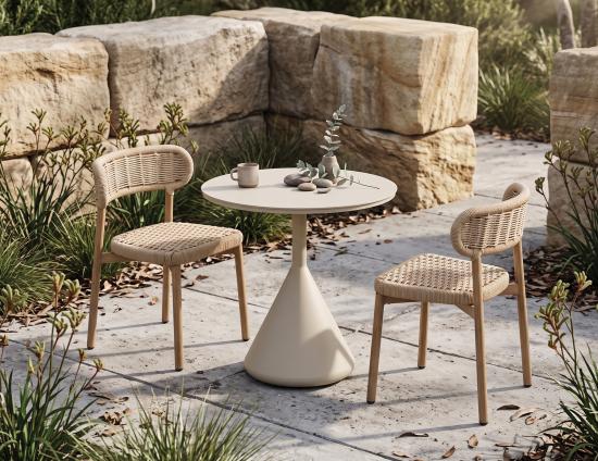 Kora Cafe Table 71cm Dia - Outdoor - Latte
