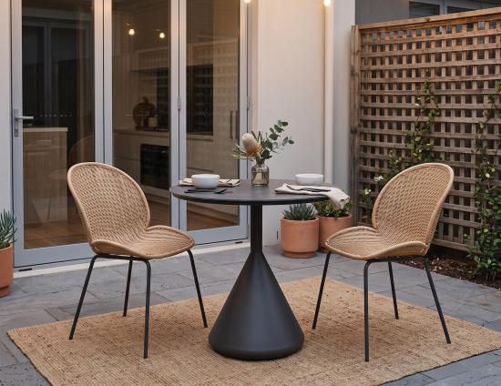Kora Cafe Table 71cm Dia - Outdoor - Charcoal - Basalt Ceramic Top