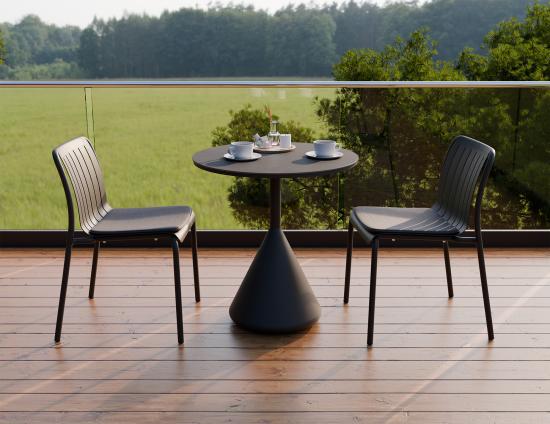 Kora Cafe Table 71cm Dia - Outdoor - Charcoal - Basalt Ceramic Top