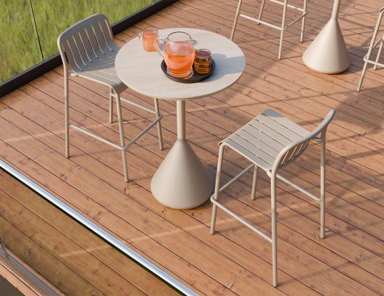 Kora High Bar Table - Outdoor - Latte - Dune Ceramic Top