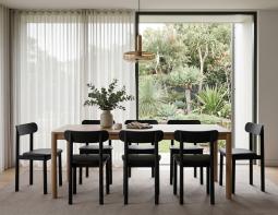 Upholsted Black Zara Chairs With Oak Nordica Table
