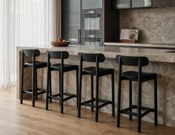 Upholstered Black Bar Stool