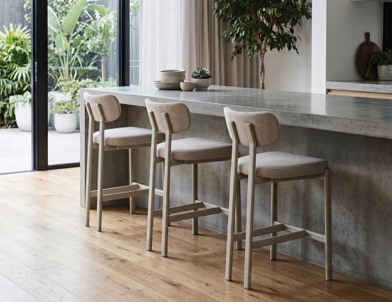 Nova Kitchen Stool - Dove Legs - Shell Fabric