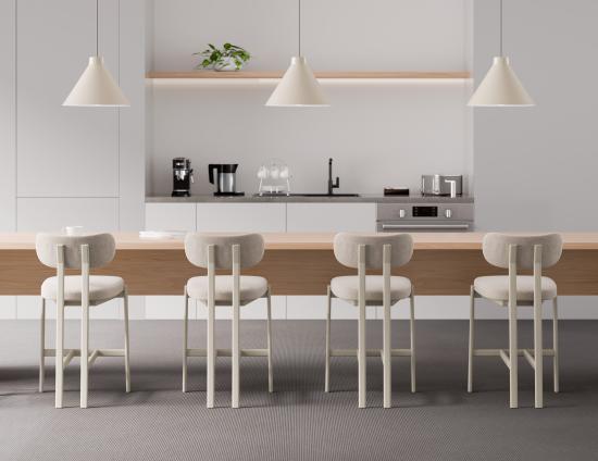 Nova Kitchen Stool - Dove Legs - Shell Fabric